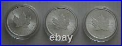 3x 2021 Silver Maple Leaf 1oz Canadian Silver Bullion Coins Uncirculated Capsule