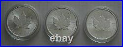3x 2021 Silver Maple Leaf 1oz Canadian Silver Bullion NEW Coins with Capsule