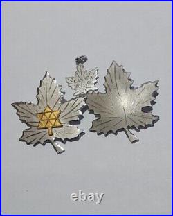 3x Vintage BOND BOYD Canada Sterling Silver Maple Leaf Designer Brooch