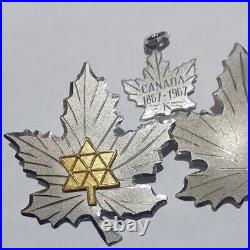 3x Vintage BOND BOYD Canada Sterling Silver Maple Leaf Designer Brooch