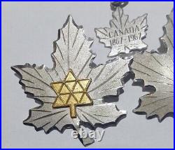 3x Vintage BOND BOYD Canada Sterling Silver Maple Leaf Designer Brooch