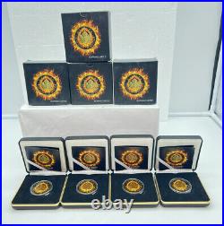 4 Boxed Sets 2015 Canada BURNING MAPLE LEAF $5 CANADIAN SILVER MAPLE COIN