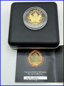 4 Boxed Sets 2015 Canada BURNING MAPLE LEAF $5 CANADIAN SILVER MAPLE COIN