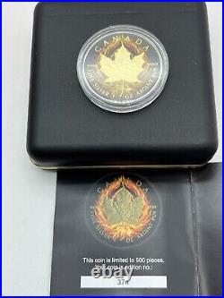 4 Boxed Sets 2015 Canada BURNING MAPLE LEAF $5 CANADIAN SILVER MAPLE COIN