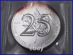 4 Silver 25th Anniversary 1oz. 9999 Fine Silver Maple Leaves. #2