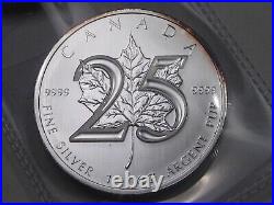 4 Silver 25th Anniversary $5 1oz. 9999 Fine Silver Maple Leaves. #2