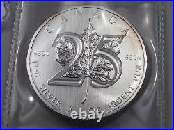 4 Silver 25th Anniversary $5 1oz. 9999 Fine Silver Maple Leaves. #2