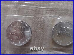 4 x 1990 Canadian Silver Maple Leaf Lot/. 9999 1 OZ FINE SILVER $5 COIN