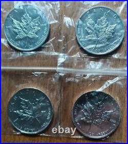 4 x 1oz 2010 Silver Maple coin