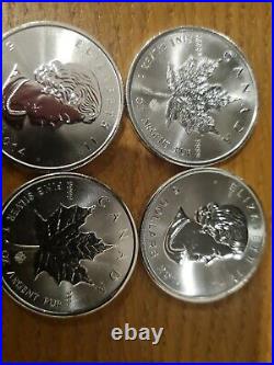 4 x 2014 Canadian Maple Leaf 1 oz 9999 Fine Silver Bullion Coin