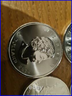 4 x 2014 Canadian Maple Leaf 1 oz 9999 Fine Silver Bullion Coin