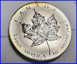 (5) 1 Oz. 9999 Silver? Toned Argent Pur Canada Maple Leaf Consecutive Yr Coins