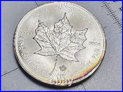 (5) 1 Oz. 9999 Silver? Toned Argent Pur Canada Maple Leaf Consecutive Yr Coins