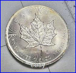 (5) 1 Oz. 9999 Silver? Toned Argent Pur Canada Maple Leaf Consecutive Yr Coins