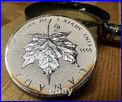 $5 2013 1oz. 999 Silver Maple Leaf Snake Privy Reverse Proof & 2014 Maple Leaf