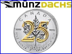$5 Dollar 25th Anniversary Silver Maple Leaf Gilded Edition 2013 Canada only 525