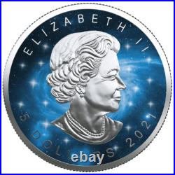 5 $ Dollar Glowing Galaxy Edition III Maple Leaf Canada 1 Oz Silver 2021