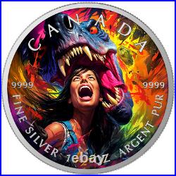 5 $ Dollar Maple Leaf Dino Attack Canada 1 Oz Silver 2025