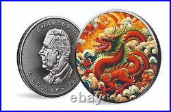 5$ Dollar Maple Leaf Dragon of Love Canada 1 OZ Silver 2024