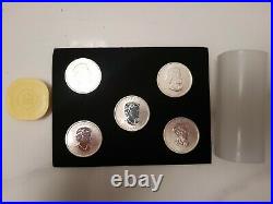 5 X 1oz Silver bullion Coins Canadian Maple leaf 2011