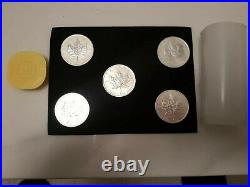 5 X 1oz Silver bullion Coins Canadian Maple leaf 2011