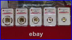 5 coin set Canada Silver Maple Leaf Gilt Reverse Proof NGC PR69 -$1 $2 $3 $4 $5