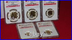 5 coin set Canada Silver Maple Leaf Gilt Reverse Proof NGC PR69 -$1 $2 $3 $4 $5