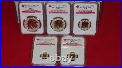 5 coin set Canada Silver Maple Leaf Gilt Reverse Proof NGC PR69 -$1 $2 $3 $4 $5