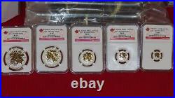 5 coin set Canada Silver Maple Leaf Gilt Reverse Proof NGC PR69 -$1 $2 $3 $4 $5