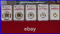 5 coin set Canada Silver Maple Leaf Gilt Reverse Proof NGC PR69 -$1 $2 $3 $4 $5