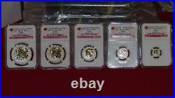 5 coin set Canada Silver Maple Leaf Gilt Reverse Proof NGC PR69 -$1 $2 $3 $4 $5