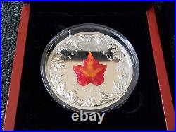5oz Solid Silver 2016 canadian Mint maple leaf murano glass $50 coin