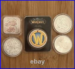 5x 1 Oz Silver Coins Britannia Maple Leaf St George Warriors World Of Warcraft