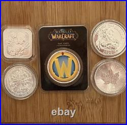 5x 1 Oz Silver Coins Britannia Maple Leaf St George Warriors World Of Warcraft