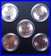 5x 2014 Canadian Maple Leaf 1oz 999.9 Silver Bullion Coins in Premium Capsules