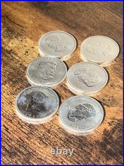 6 x 2012 1oz Silver Canadian Maple Lead Coins. 9999 Pure Bullion Job Lot Chards