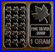 9999 Fine Silver 1gram Fractional Bar Exceptional Purity. MAPLE LEAF