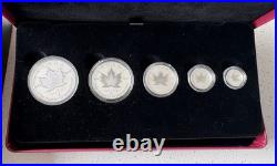 ARBOREAL 2021 CANADA. 9999 Pure Silver 5 Coins Fractional Proof Set MAPLE LEAF