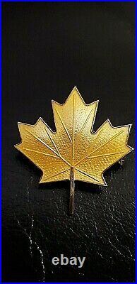Aksel Holmsen Vintage Rare Maple Leaf Norway Silver And Enamel Brooch Pin