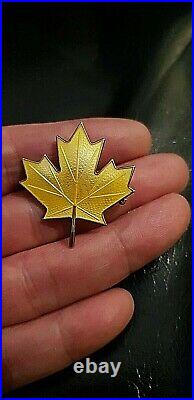 Aksel Holmsen Vintage Rare Maple Leaf Norway Silver And Enamel Brooch Pin