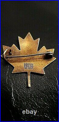 Aksel Holmsen Vintage Rare Maple Leaf Norway Silver And Enamel Brooch Pin