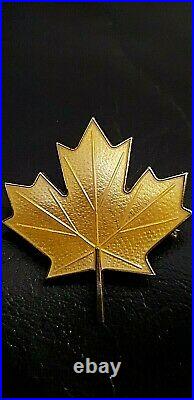 Aksel Holmsen Vintage Rare Maple Leaf Norway Silver And Enamel Brooch Pin