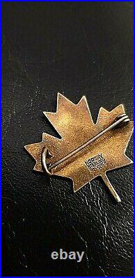 Aksel Holmsen Vintage Rare Maple Leaf Norway Silver And Enamel Brooch Pin