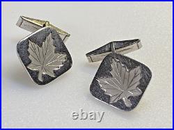 Alpaca Vintage Sterling Silver Cufflinks 925 Square Maple Leaf 13.31g