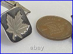 Alpaca Vintage Sterling Silver Cufflinks 925 Square Maple Leaf 13.31g