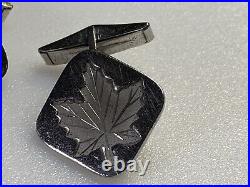 Alpaca Vintage Sterling Silver Cufflinks 925 Square Maple Leaf 13.31g