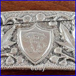 American Aesthetic Coin Silver Card Case Central Shield & Maple Leaf Late 1800s
