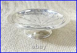 Antique Christofle Cake Stand French Silver Plated Mistletoe Maple Leaf RARE
