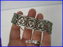 Antique Sterling Silver Maple Leaf Link Bracelet