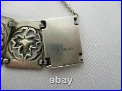 Antique Sterling Silver Maple Leaf Link Bracelet